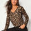 Thumbnail: Women's V-neck Leopard Print Blouse (SHN)