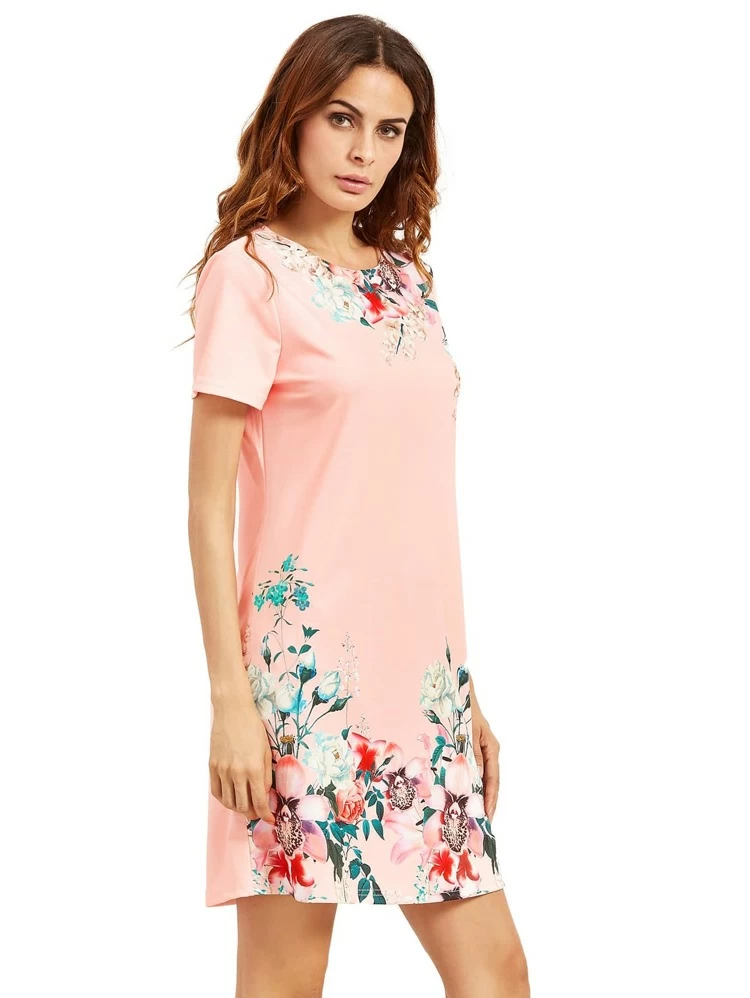 Thumbnail: Women's Floral Print Tee Dress (SHN)
