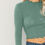 Thumbnail: Women's Lettuce Trim Solid Crop Top (SHN)