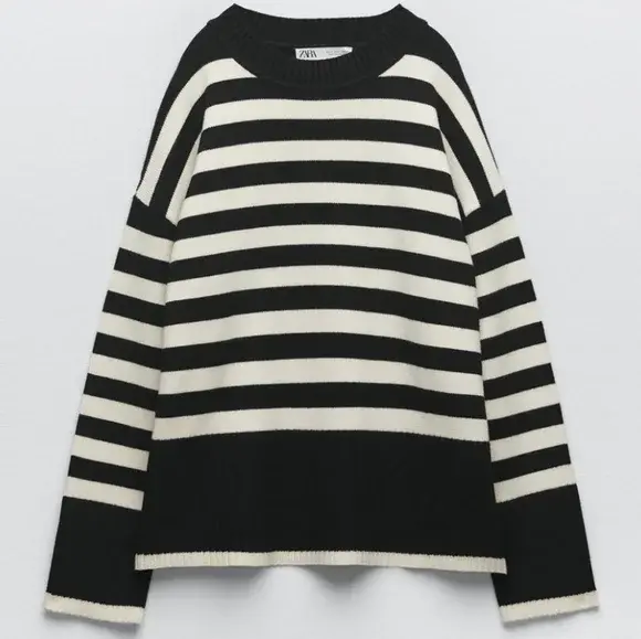 Thumbnail: Women Black Striped Knit Sweater (ZRA)