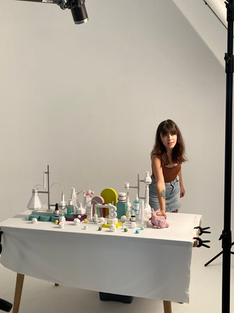 We created a paper laboratory for The Purest Solution cosmetic brand's photoshoot.