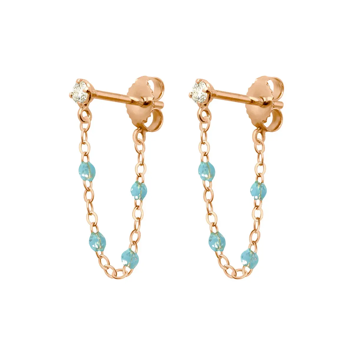 Boucles d'oreilles aqua Gigi Suprême, or rose, diamants