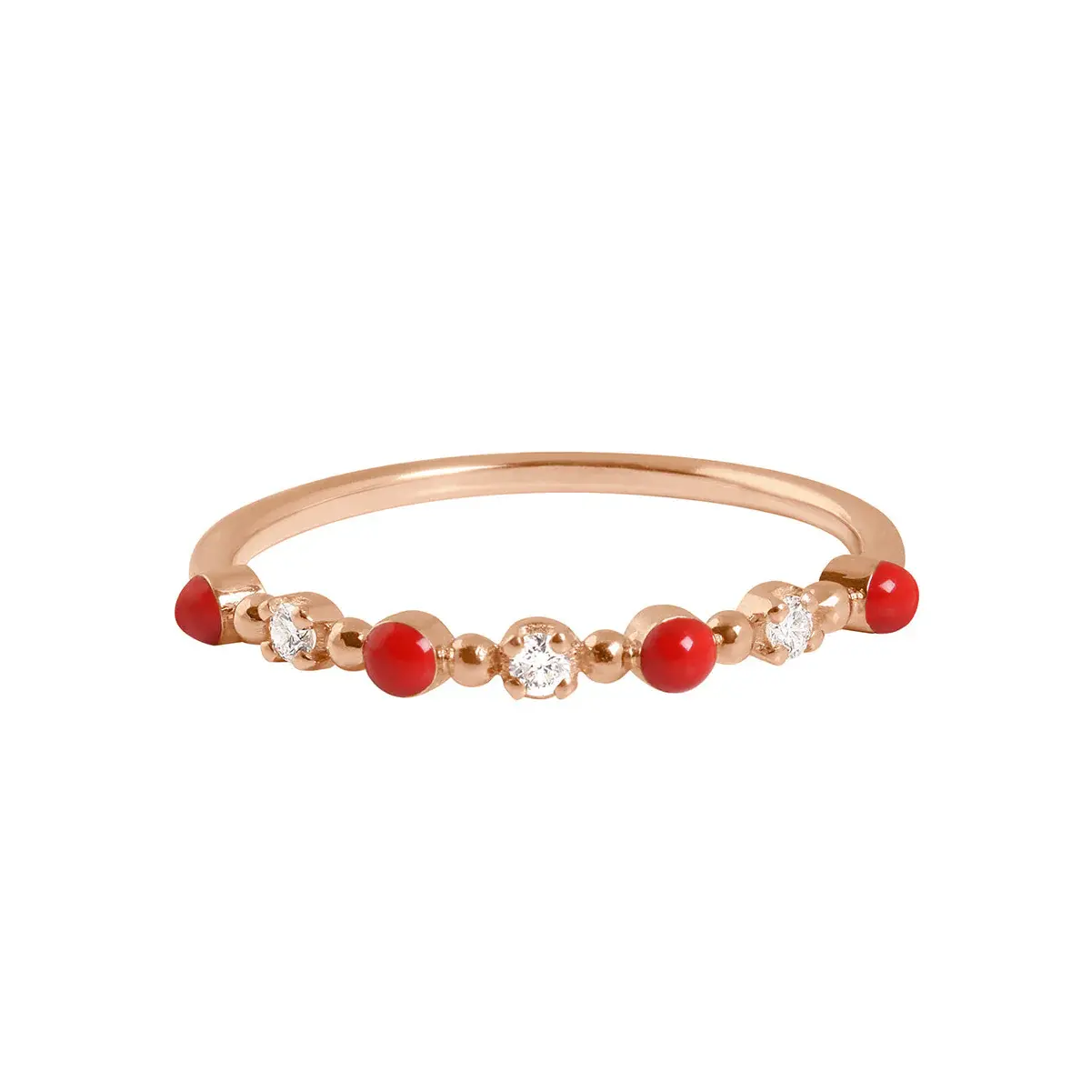 Bague coquelicot Classique Gigi, 3 diamants, or rose