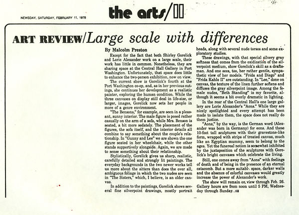 Preston, Malcolm. "Large Scale with Differences." Art Review. Newsday, February 11, 1978.
