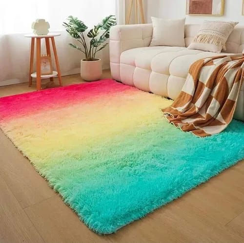 ALFOMBRA PELUDA ESTILO DEGRADADO-ARCOIRIS