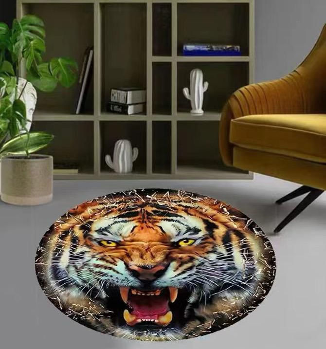 Alfombra Redonda Tigre Feroz: Presencia Imponente en tu Espacio 16