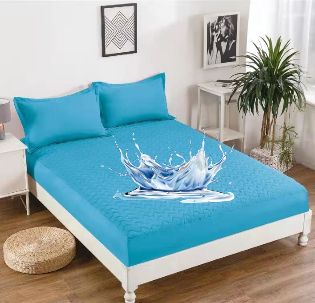 Cubrecolchón Impermeable y Acolchado:CELESTE