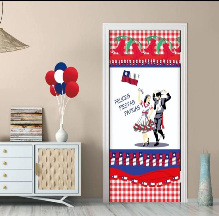 FUNDAS PARA PUERTAS- FIESTAS PATRIAS DE CHILE-DISEÑO BAILES TRADICIONALES