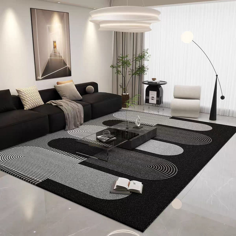 ALFOMBRA 3D DISEÑO MODERNO PARA TU LIVING-NEGRO Y GRIS