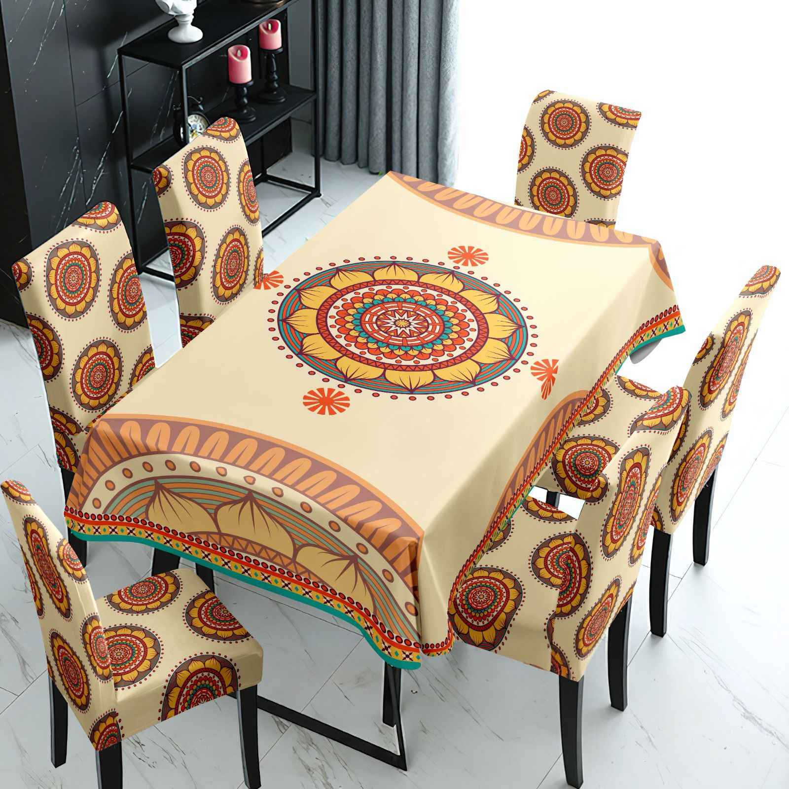 Mantel elegante grueso antimanchas-Flor Mandala