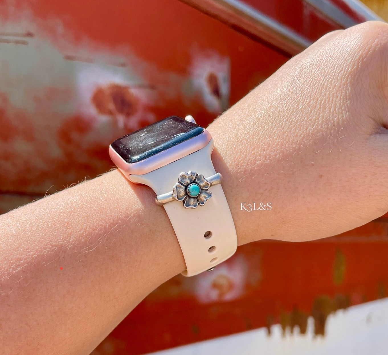 Turquoise Flower Watchband Charm Slide