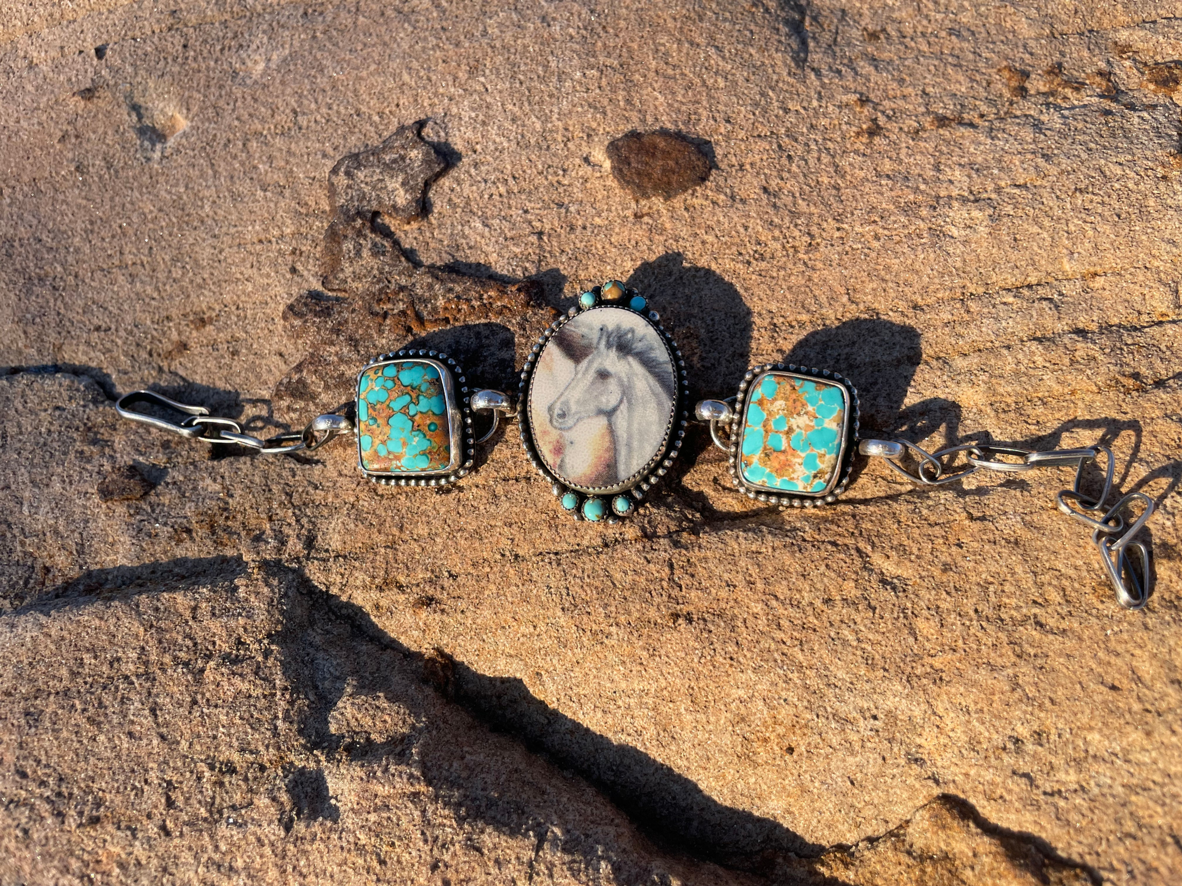 Grey Horse Turquoise Bracelet