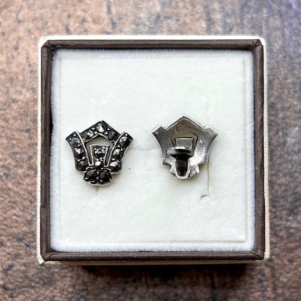 Miniatura: Srebrne klipsy art deco z markazytami