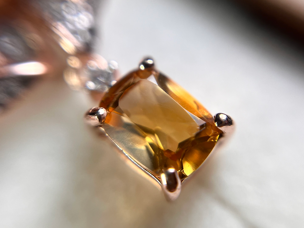 Miniatura: Srebrne kolczyki z cytrynami, rose gold, kwiatki orchidea