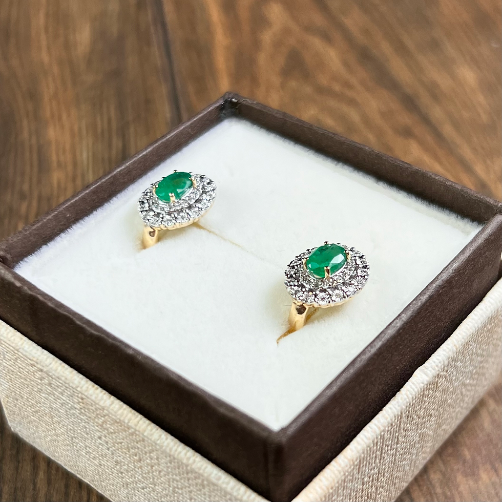 Miniatura: Złote kolczyki ze szmaragdami 0,99 ct, diamenty 0,20ct , szmaragdy, markizy