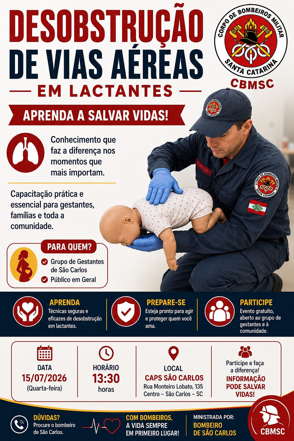 São Carlos promove orientação sobre desobstrução de vias aéreas em lactantes