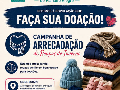 Planalto Alegre alerta para campanha de arrecadação de agasalho