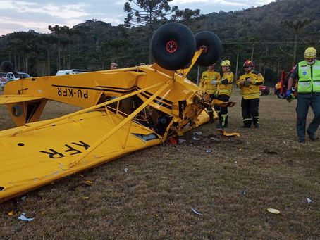 SC: Empresário morre e mulher fica em estado grave após queda de avião