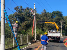 São Carlos: Celesc efetua troca de poste danificado na SC 283