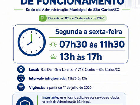 São Carlos terá mudança no horário de atendimento na sede administrativa