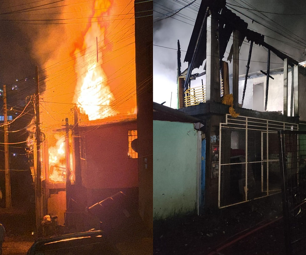 Incêndio atinge casa e deixa duas pessoas feridas