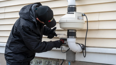 Home inspector evaluating plumbing and electrical systems during a home inspection, illustrating the inspection process