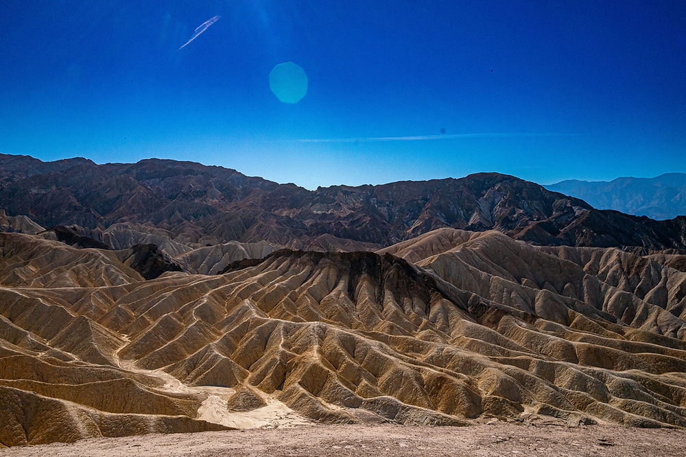 Eroded badlands of Zabriskie Point in Death Valley.
