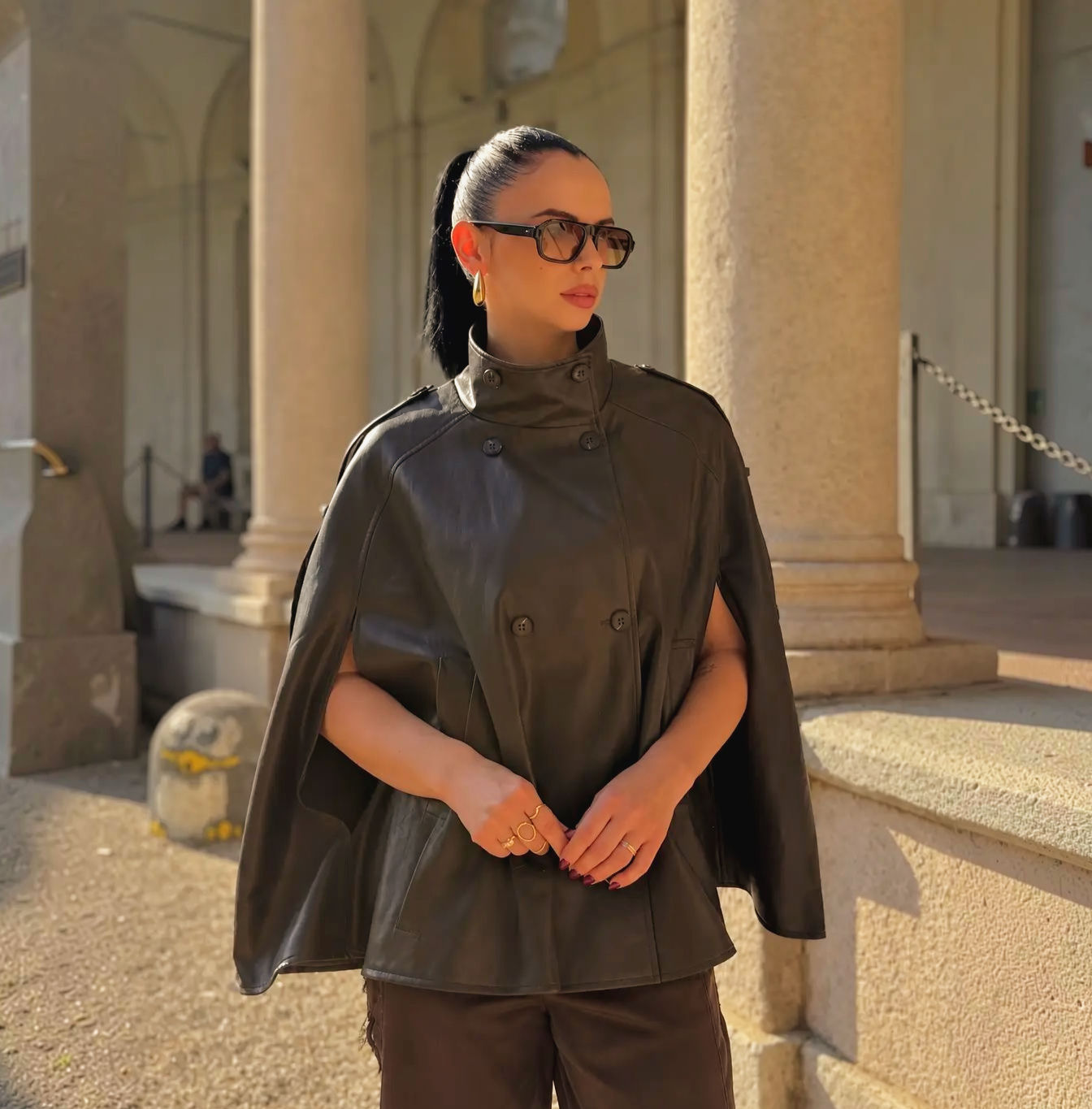 Lainey Faux Leather Cape