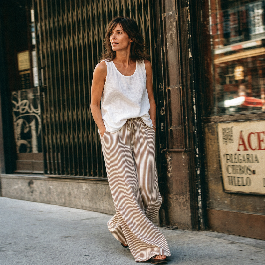 Tansy Striped Cotton Trousers