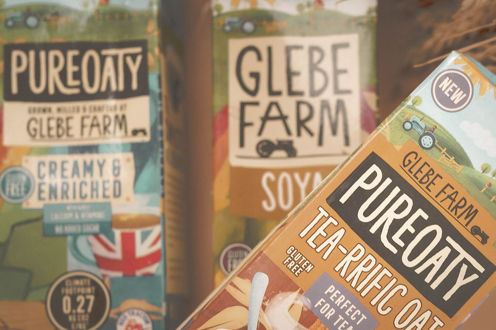 Glebe Farm PureOaty oat milk and soya milk alternatives, dairy free business milk delivery Northamptonshire