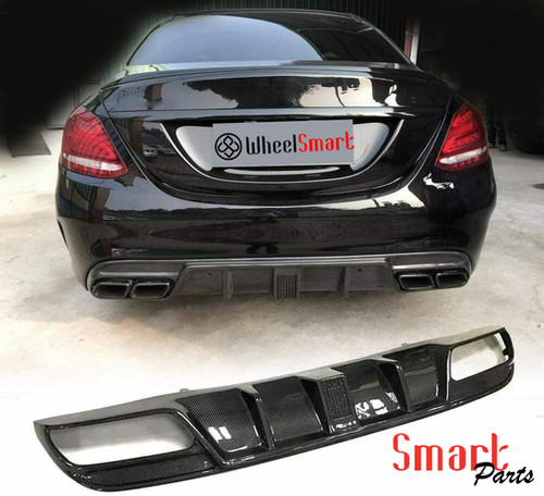 MERCEDES W205 AMG C63 STYLE REAR DIFFUSER CARBON FIBER | Wheel Smart London