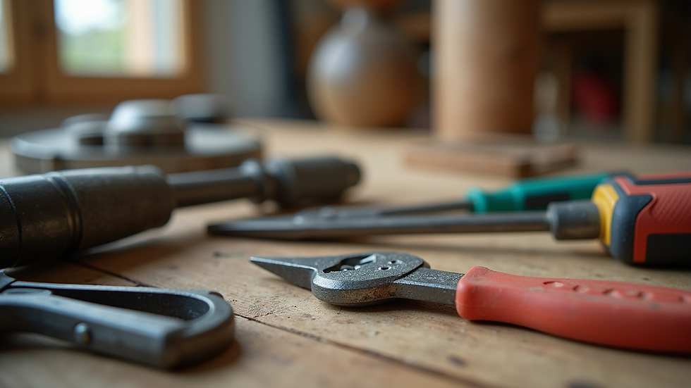 Close-up of tools used for home extension projects
