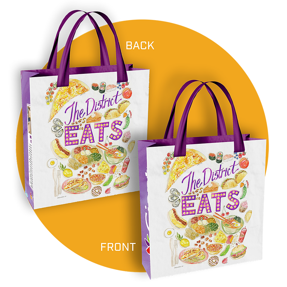 Grocery store bag, featuring local artist
