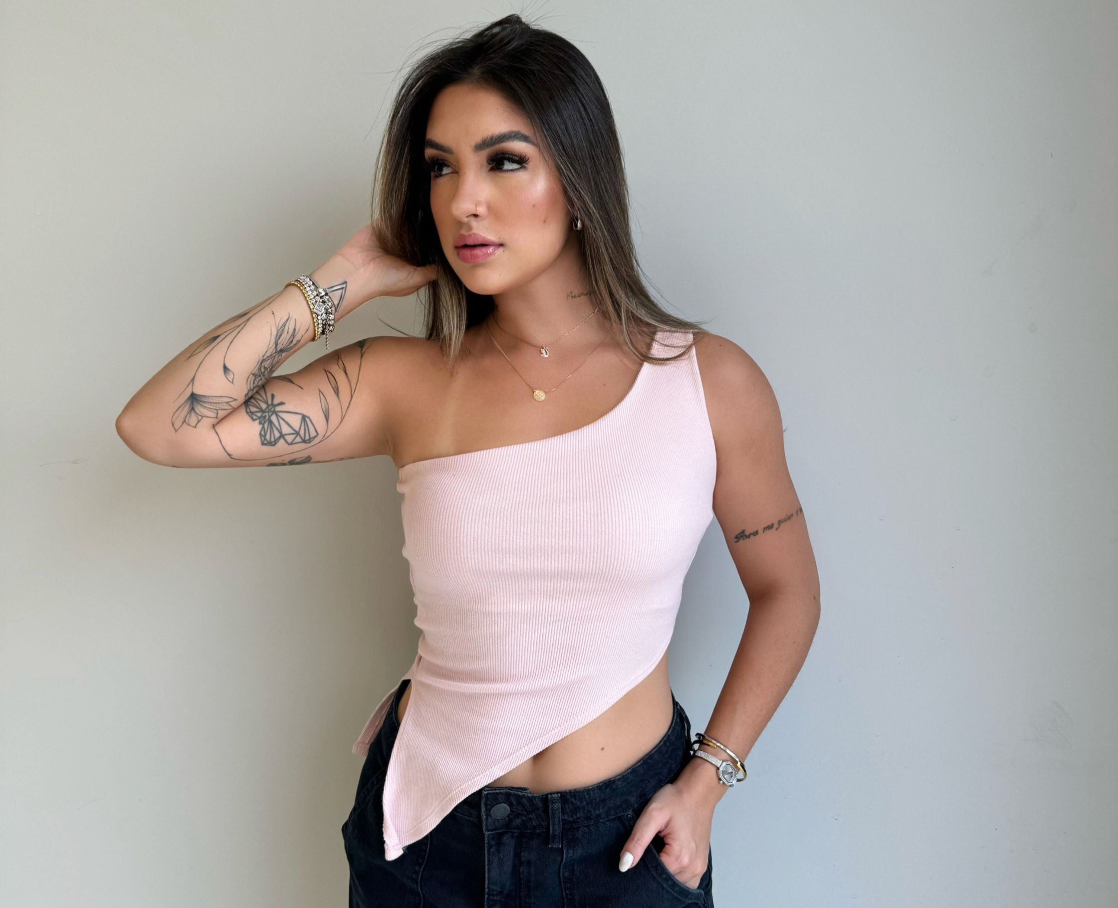 Blusa Assimétrica - Rosa claro