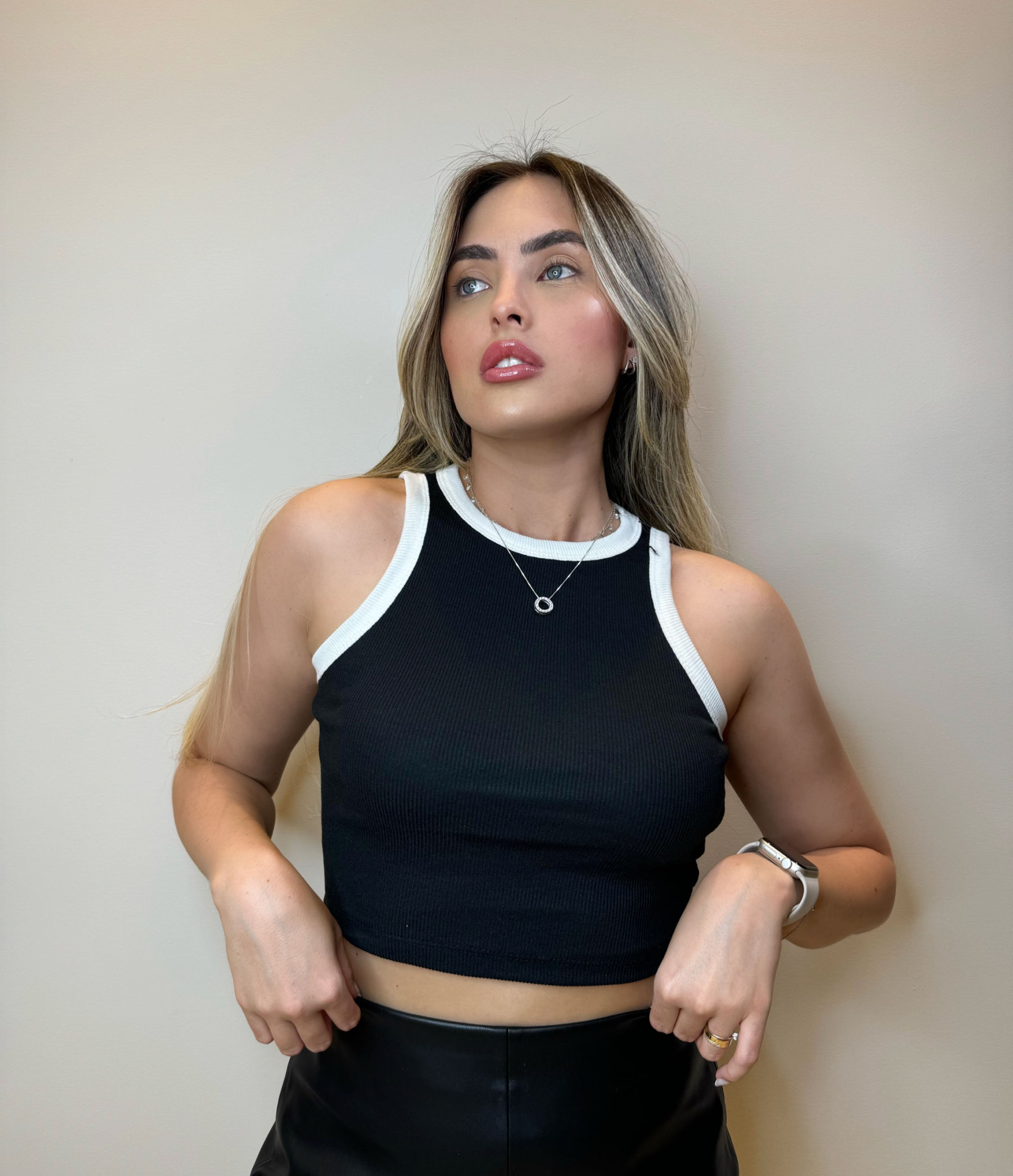 Cropped Bicolor - Preto