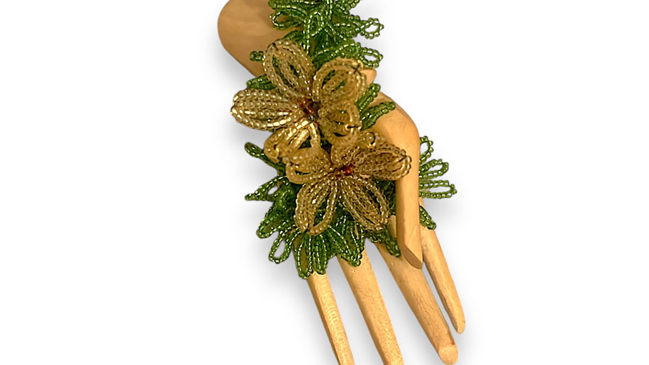 matt lambert jewelry brooch necklace pendant Wood, gass beads, steel