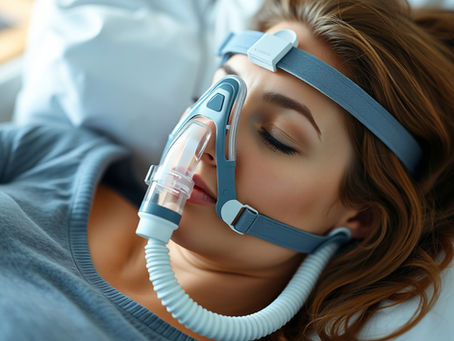 Women wearing CPAP machine