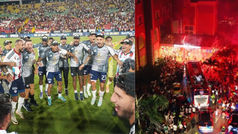 Se adelantaron los Carnavales: Bengalas y amor de la hinchada, así recibieron al Junior en Barranquilla