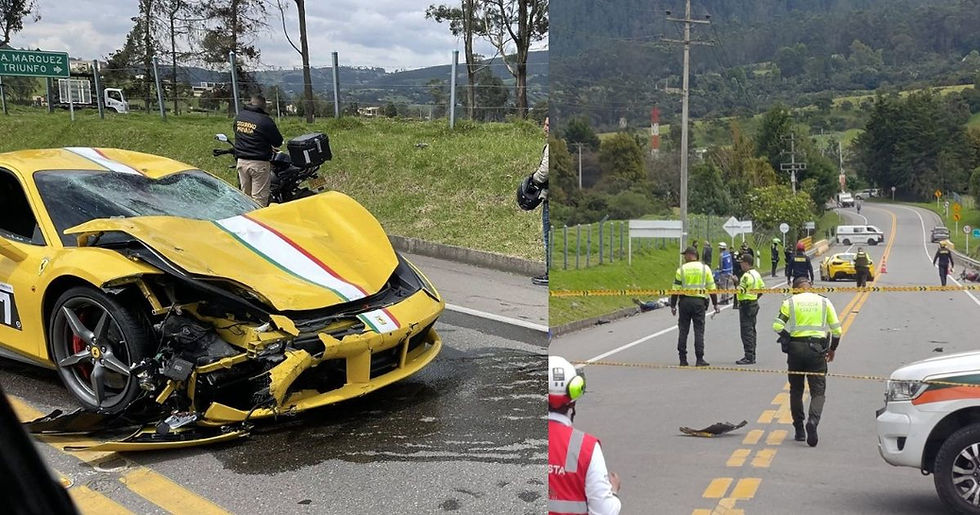 Fuerte choque entre un Ferrari y una moto: Ocurrió en la vía La Calera-Sopó