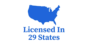 Picture of USA with text "licensed in 29 states" underneath to show they are licensed in 29 states