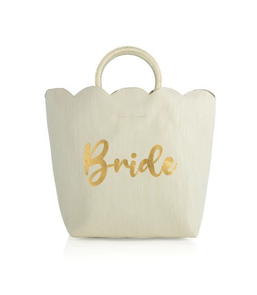 Thumbnail: Shiraleah Ivory Bride Scalloped Tote
