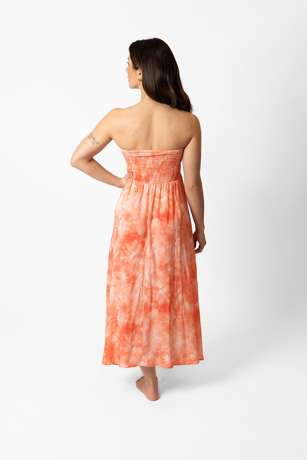 Thumbnail: Koy Aquarelle Tie Dye Convertible Bandeau Dress In Punch