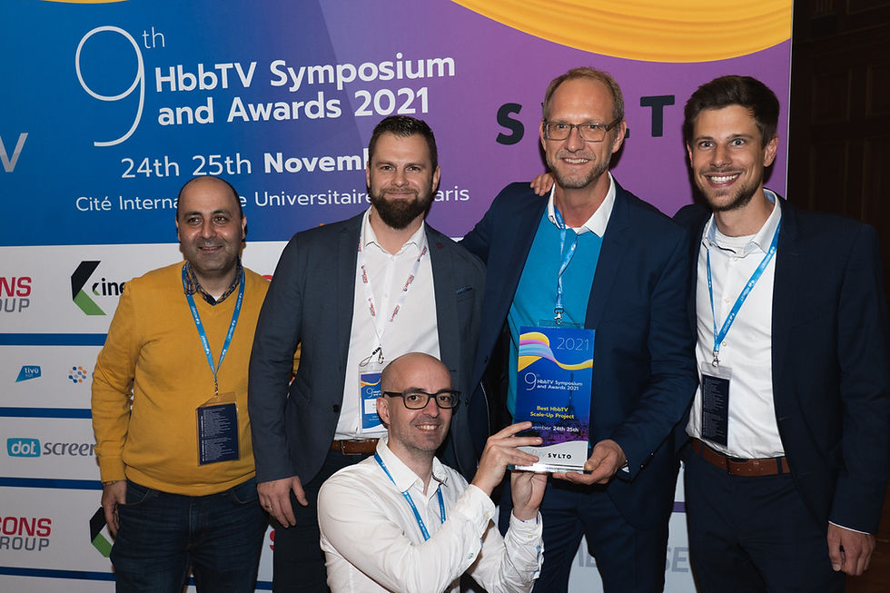 serverside ai team photo after winning last year's hbbtv symposium and award for best scale-up project