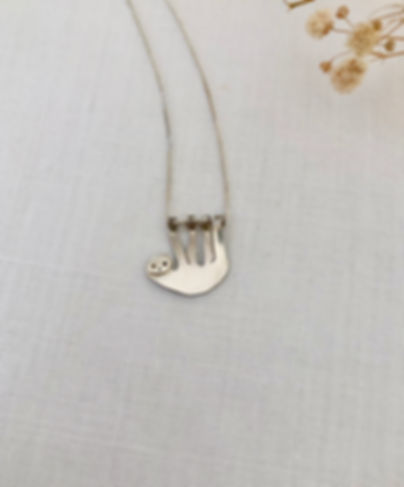 Silver Sloth Hanging on a Silver Chain