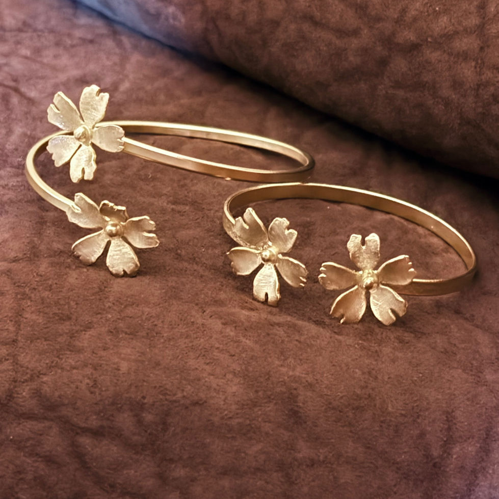 Close-up of Blossom flower armlet gold finish showing floral detail — Menzaman Jewelry