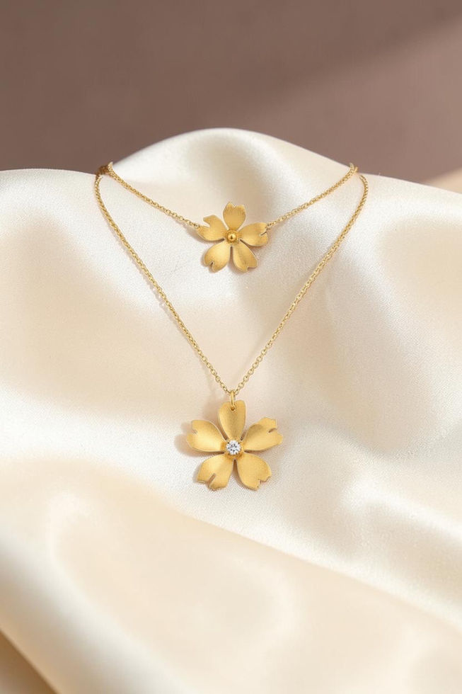 Blossom flower pendant necklace gold and silver finish options — Menzaman Jewelry
