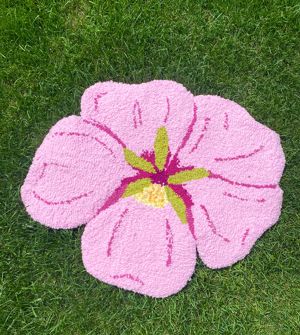 Thumbnail: SAMPLE pink mallow flower rug