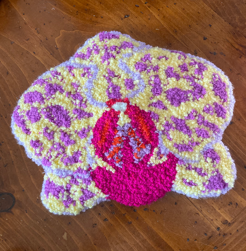 Thumbnail: lilac and yellow mini orchid wallhanging
