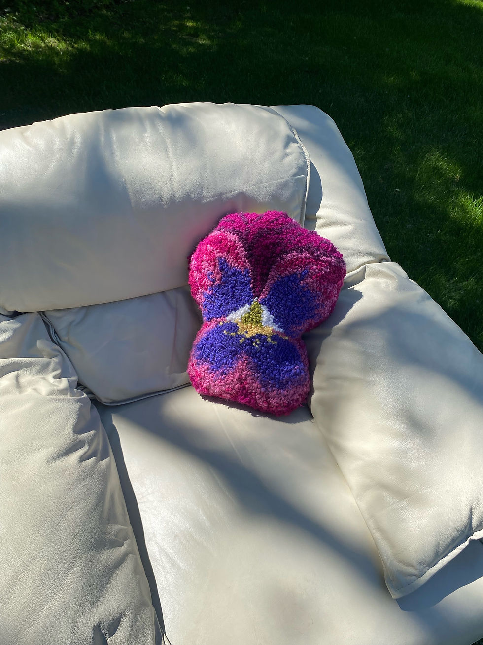Thumbnail: pansy pillow - periwinkle/fuchsia 02
