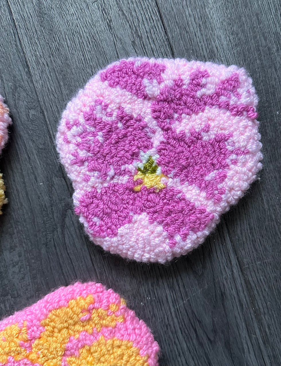 Thumbnail: SAMPLE PANSY COASTER- PINKS